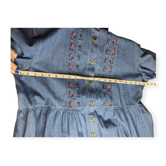 Vintage 90s Stonybrook Denim Button Down Short Sleeve Dress Size XLG PT - Picture 14 of 16